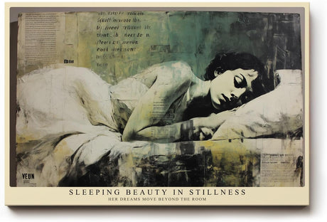 Paul Sinus Wandbild 120x80cm Schlafende Frau Vintage Portrait Kunst in Beige Grün für Wohnzimmer Schlafzimmer und Atelier