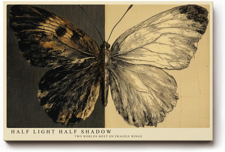 Paul Sinus Wandbild 120x80cm Schmetterling Kontrast modern schwarz weiss Natur Kunst Kunstdruck grosses Kunstbild stilvolle Wanddekoration fuer Wohnzimmer Büro