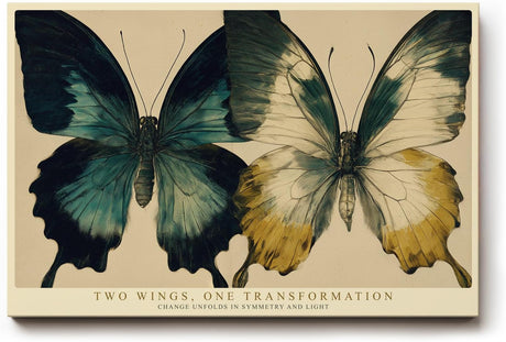 Paul Sinus Wandbild 120x80cm Schmetterlinge Kunstmotiv Elegante Natur Illustration mit Zwei Schmetterlingen und Symbol fuer Wandel und Leichtigkeit