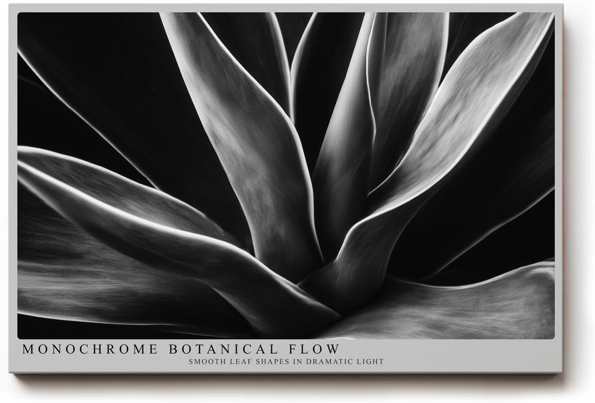 Paul Sinus Wandbild 120x80cm Schwarz Weiss Pflanzen Makrofotografie elegante botanische Blattstruktur modernes Natur Kunstbild für Wohnzimmer Büro Flur
