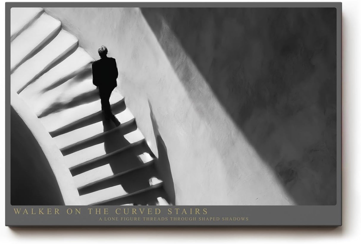 Paul Sinus Wandbild 120x80cm Schwarz Weiss Treppe mit Figur moderne Architektur Fotografie Wanddekoration