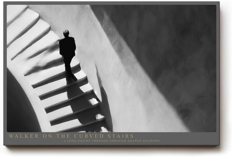 Paul Sinus Wandbild 120x80cm Schwarz Weiss Treppe mit Figur moderne Architektur Fotografie Wanddekoration