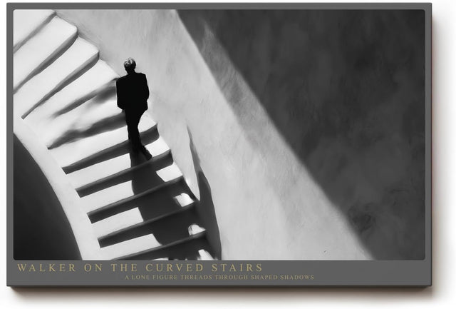 Paul Sinus Wandbild 120x80cm Schwarz Weiss Treppe mit Figur moderne Architektur Fotografie Wanddekoration