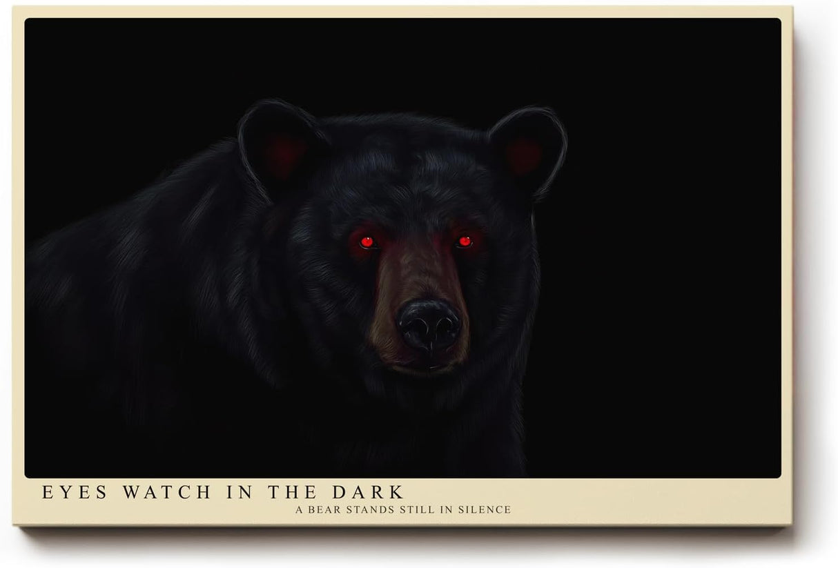 Paul Sinus Wandbild 120x80cm Schwarzer Baer Tierportrait Dunkle Natur Kunst Dramatisches Tiermotiv Kunstdruck Poster Grosse Wanddekoration fuer Wohnzimmer Büro