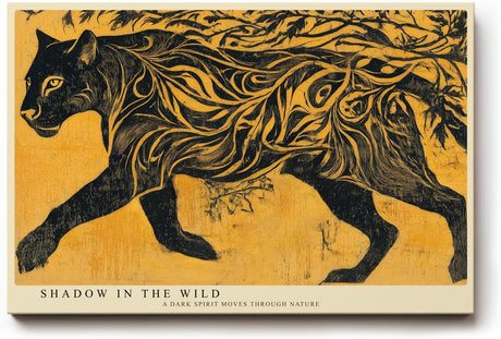 Paul Sinus Wandbild 120x80cm Schwarzer Panther in Goldener Natur Moderne Tierkunst Wanddekoration