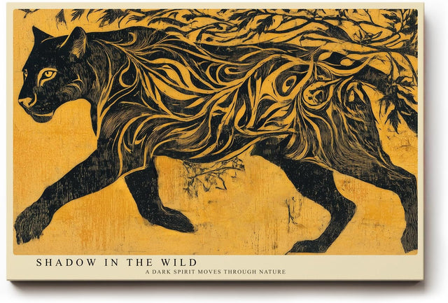 Paul Sinus Wandbild 120x80cm Schwarzer Panther in Goldener Natur Moderne Tierkunst Wanddekoration