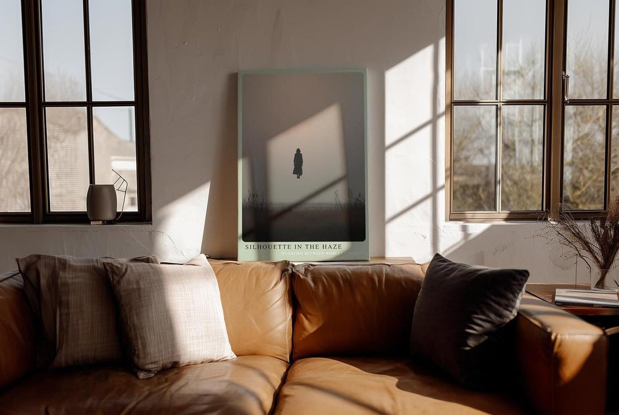 Paul Sinus Wandbild in 40x60cm Schwebende Silhouette in nebliger Landschaft mit minimalistischem Horizont