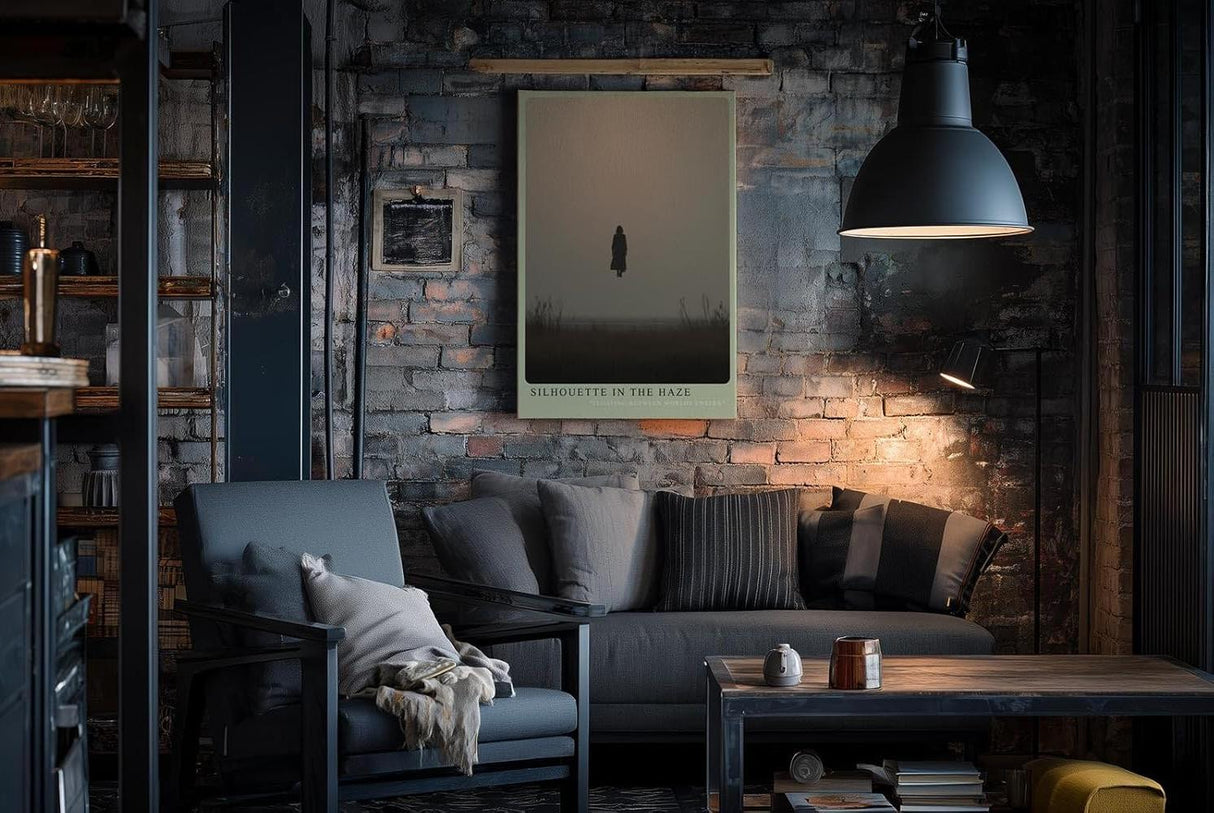 Paul Sinus Wandbild in 40x60cm Schwebende Silhouette in nebliger Landschaft mit minimalistischem Horizont