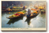 Paul Sinus Wandbild 120x80cm Schwimmender Markt Thailand Asiatische Flusslandschaft mit Booten und bunten Fruechten Atmosphaerische Reise Kunst