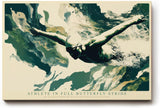 Paul Sinus Wandbild 120x80cm Schwimmer im Schmetterlingsstil moderne Sport Kunst dynamische Unterwasser Wanddekoration