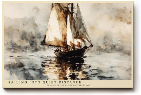 Paul Sinus Wandbild 120x80cm Segelboot Meer Landschaft Kunst Aquarell Stil Maritime Szene