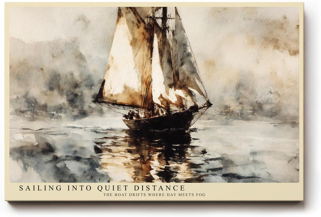 Paul Sinus Wandbild 120x80cm Segelboot Meer Landschaft Kunst Aquarell Stil Maritime Szene