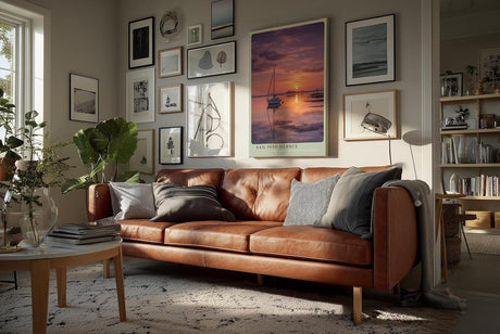 Paul Sinus Wandbild in 40x60cm Segelboot bei Sonnenuntergang auf stillem Wasser mit violett-orangefarbenem Himmel
