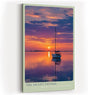 Paul Sinus Wandbild in 40x60cm Segelboot bei Sonnenuntergang mit violett-orangefarbenem Himmel und ruhiger Wasserfläche