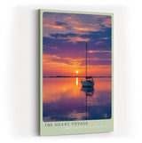 Paul Sinus Wandbild in 40x60cm Segelboot bei Sonnenuntergang mit violett-orangefarbenem Himmel und ruhiger Wasserfläche