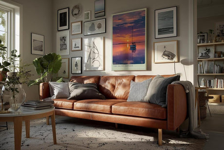 Paul Sinus Wandbild in 40x60cm Segelboot bei Sonnenuntergang mit violett-orangefarbenem Himmel und ruhiger Wasserfläche
