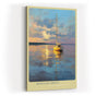 Paul Sinus Wandbild in 40x60cm Segelboot im Morgenlicht auf ruhigem Wasser – maritimes Kunstwerk mit goldener Reflexion und sanftem Himmel