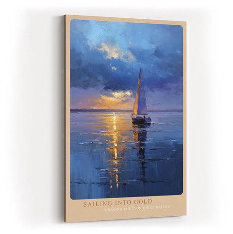 Paul Sinus Wandbild in 40x60cm Segelboot im goldenen Licht auf ruhigem Wasser mit dramatischem Himmel – maritimes Kunstwerk für stilvolle Raumgestaltung