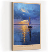Paul Sinus Wandbild in 40x60cm Segelboot im goldenen Licht auf ruhigem Wasser mit dramatischem Himmel – maritimes Kunstwerk für stilvolle Raumgestaltung
