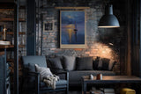 Paul Sinus Wandbild in 40x60cm Segelboot im goldenen Licht auf ruhigem Wasser mit dramatischem Himmel – maritimes Kunstwerk für stilvolle Raumgestaltung