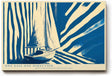 Paul Sinus Wandbild 120x80cm Segelboot moderne Illustration blau beige grafisches Meer Motiv minimalistisches Segelyacht Kunstbild stilvolle