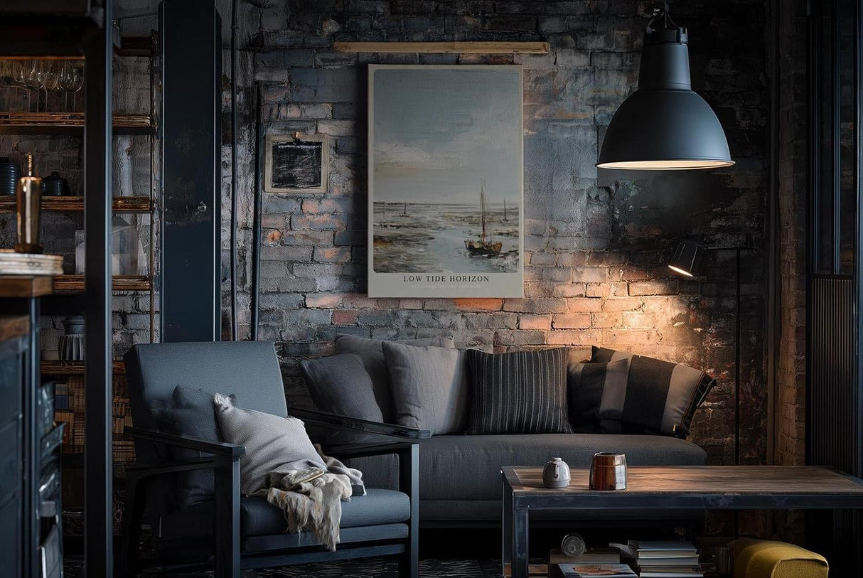 Paul Sinus Wandbild in 40x60cm Segelboote bei Ebbe – maritimes Ölgemälde mit ruhiger Küstenstimmung für entspannende Wohnraumgestaltung