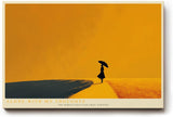 Paul Sinus Wandbild 120x80cm Silhouette Frau mit Regenschirm minimalistische Landschaft goldene Atmosphäre ruhige Kunst moderne