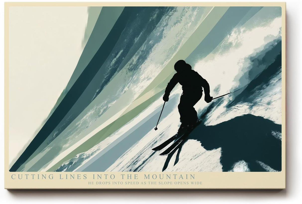 Paul Sinus Wandbild 120x80cm Skifahrer auf offener Piste moderne Wintersport Illustration mit dynamischer Bewegung
