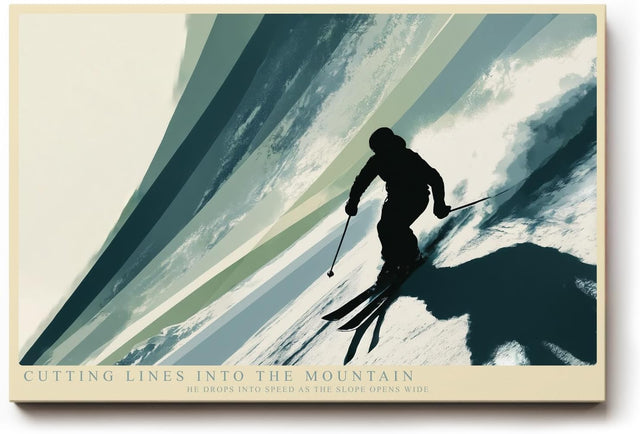 Paul Sinus Wandbild 120x80cm Skifahrer auf offener Piste moderne Wintersport Illustration mit dynamischer Bewegung