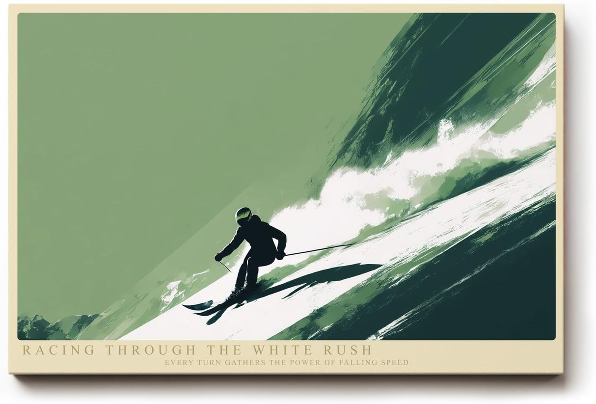 Paul Sinus Wandbild 120x80cm Skifahrer im Abfahrtsmoment moderne Wintersport Kunst mit dynamischer Bewegung