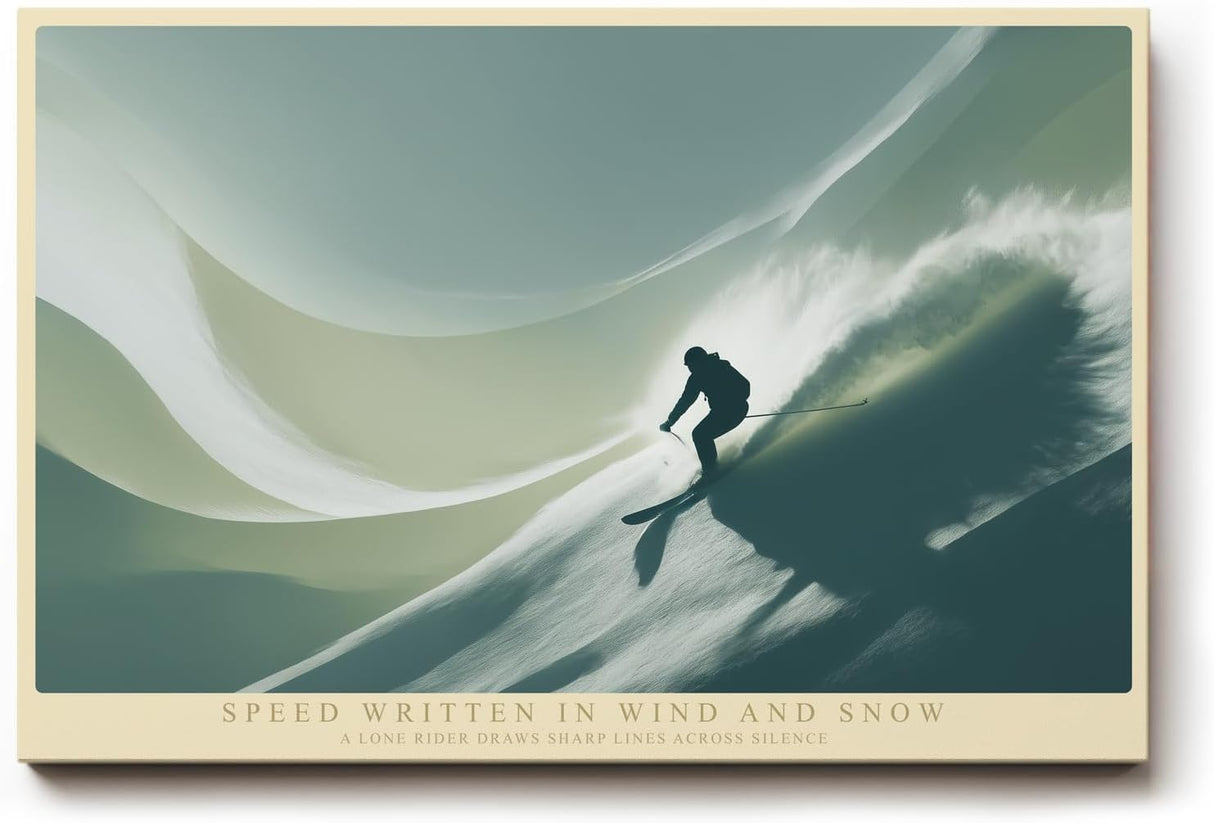 Paul Sinus Wandbild 120x80cm Skifahrer in Bewegung moderne Wintersport Illustration dynamische Wanddekoration