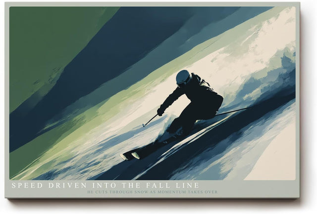 Paul Sinus Wandbild 120x80cm Skifahrer in schneller Abfahrt moderne Wintersport Kunst mit dynamischer Bewegung