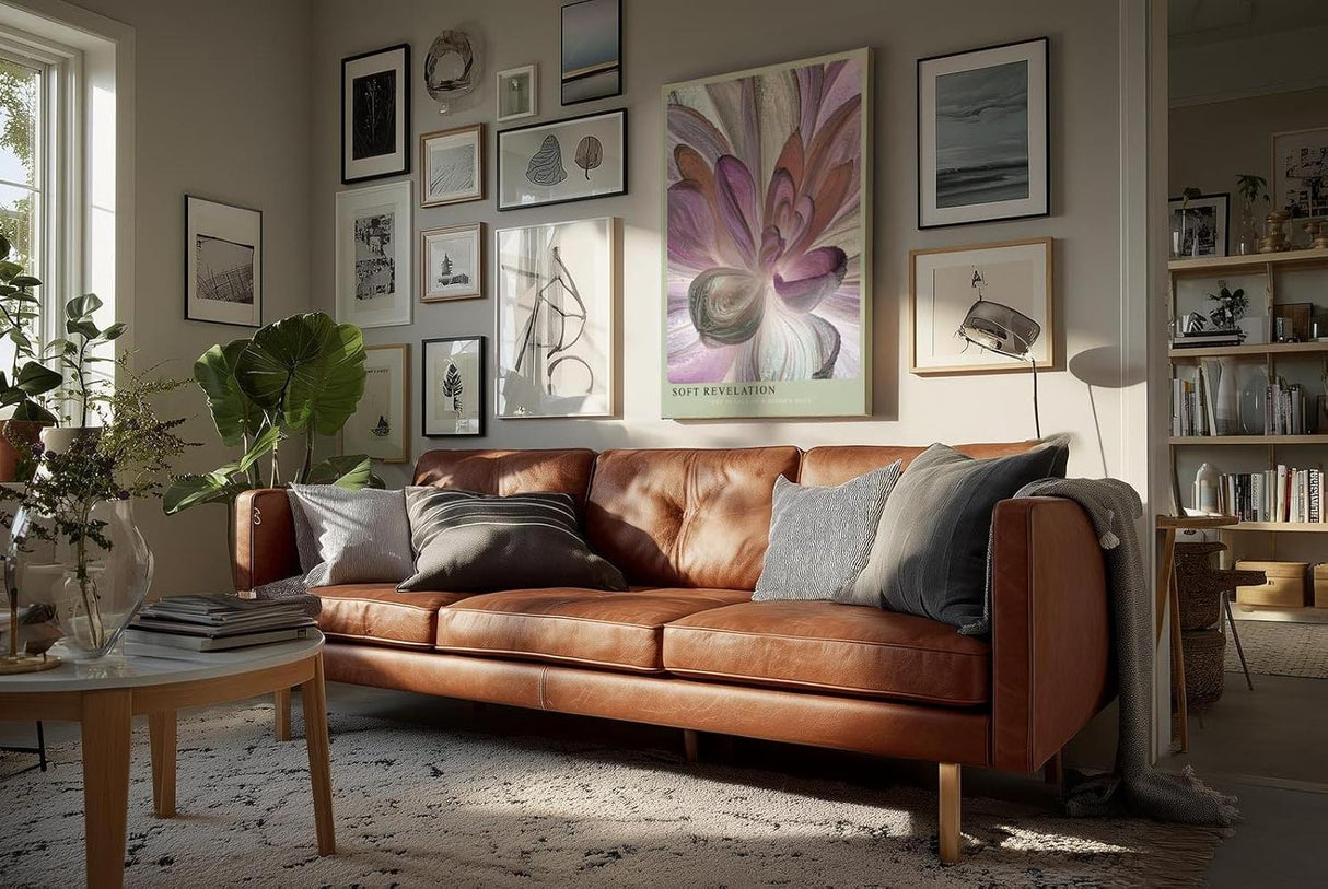 Paul Sinus Wandbild in 40x60cm Soft Revelation – Abstrakte Blütenkomposition in sanften Pastellund Lilatönen mit dynamischer Struktur