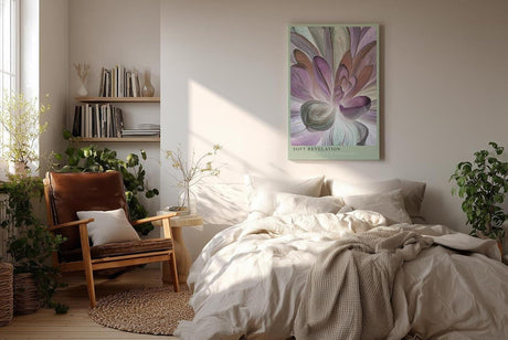Paul Sinus Wandbild in 40x60cm Soft Revelation – Abstrakte Blütenkomposition in sanften Pastellund Lilatönen mit dynamischer Struktur