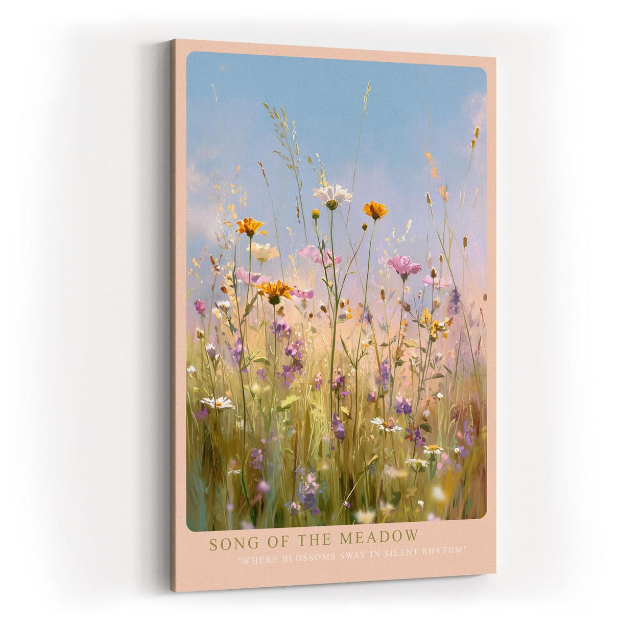 Paul Sinus Wandbild in 40x60cm Song of the Meadow Zarte Wildblumen im Sommerwind vor blauem Himmel für frische und natürliche Raumakzente