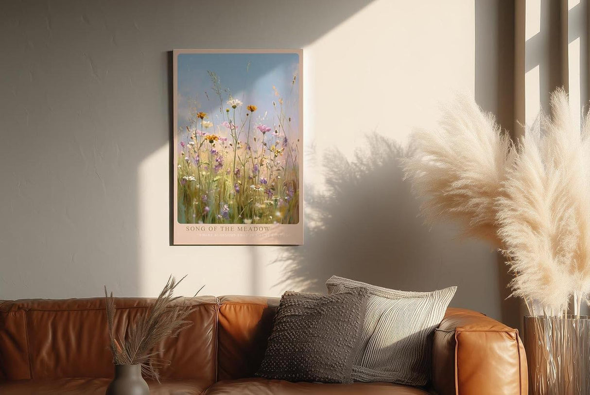 Paul Sinus Wandbild in 40x60cm Song of the Meadow Zarte Wildblumen im Sommerwind vor blauem Himmel für frische und natürliche Raumakzente