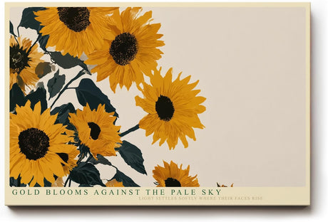 Paul Sinus Wandbild 120x80cm Sonnenblumen Illustration mit goldenen Blueten moderne florale Naturkunst