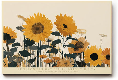 Paul Sinus Wandbild 120x80cm Sonnenblumenfeld moderne florale Naturkunst mit warmen Gelbtoenen