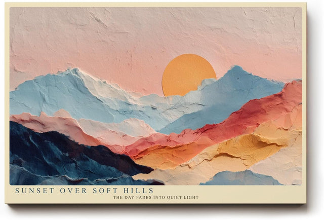 Paul Sinus Wandbild 120x80cm Sonnenuntergang über sanften Bergen – Moderne Landschaftskunst mit warmen Farben für stilvolle Wohnräume