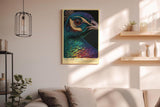 Paul Sinus Wandbild in 40x60cm Spectral Plumes Detailreiches Pfauenportrait in kräftigen Farben