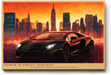 Paul Sinus Wandbild 120x80cm Sportwagen vor Skyline moderne Auto Kunst roter Himmel Stadtlandschaft stilvolle Wanddekoration fuer Wohnzimmer Büro