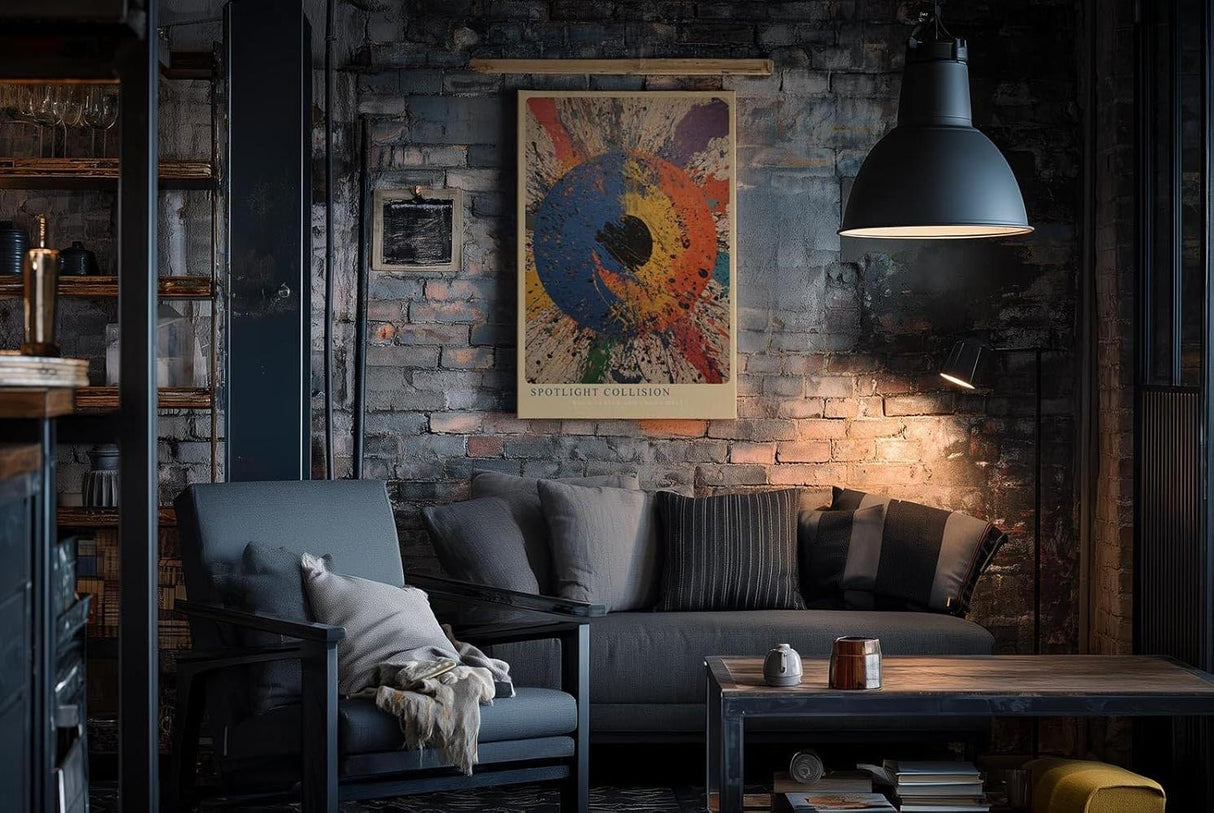 Paul Sinus Wandbild in 40x60cm Spotlight Collision Abstrakte Farbexplosion mit zentralem Fokus