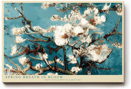 Paul Sinus Wandbild 120x80cm Spring Breath in Bloom Kirschblüten Zweige vor blauem Himmel florale Kunst Poster für Wohnzimmer Schlafzimmer
