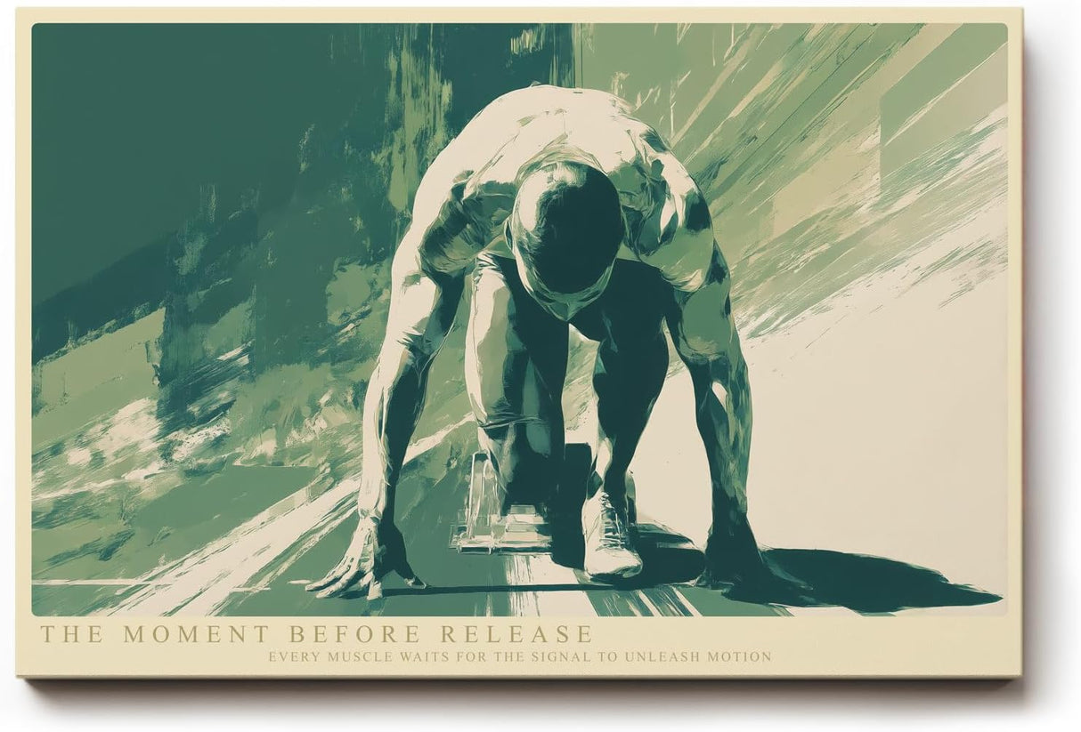 Paul Sinus Wandbild 120x80cm Sprinter im Startmoment moderne Sportkunst mit kraftvoller Dynamik