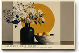 Paul Sinus Wandbild 120x80cm Stillleben Vase Blumen Zitronen modern beige gelb Kunstdruck grosses Kunstbild stilvolle Wanddekoration fuer Wohnzimmer Kueche Esszimmer Büro