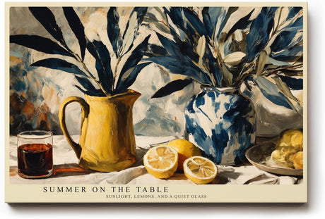 Paul Sinus Wandbild 120x80cm Stillleben Zitronen Vase Sommerliche Tischszene Kunstmotiv Mediterranes Flair