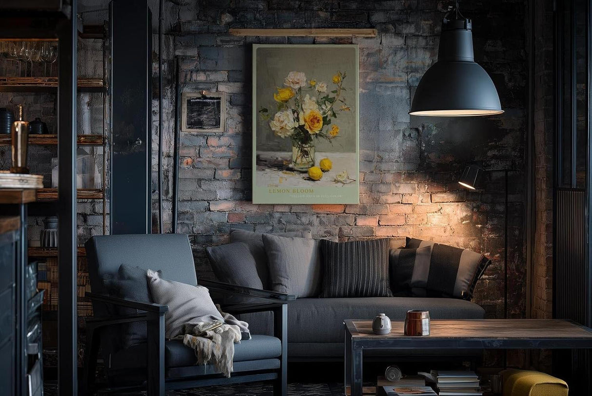 Paul Sinus Wandbild in 40x60cm Stillleben mit gelben und weißen Rosen – ausdrucksstarkes Ölgemälde für elegante Raumgestaltung