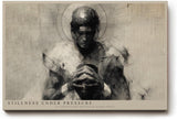 Paul Sinus Wandbild 120x80cm Stillness under Pressure Monochrome Figur Kunst mit gefalteten Haenden Moderne Ausdrucks Kunst fuer Wohnzimmer und Büro