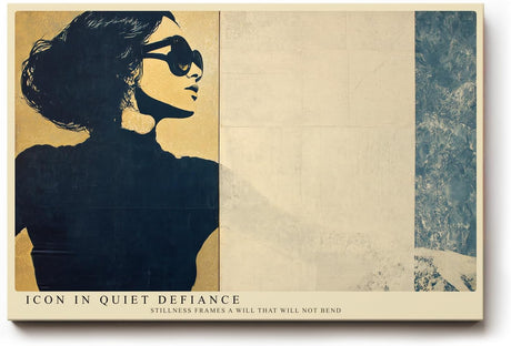 Paul Sinus Wandbild 120x80cm Stilvolle Frauen Silhouette mit Sonnenbrille Retro Kunst in Beige und Blau fuer moderne Wohnräume