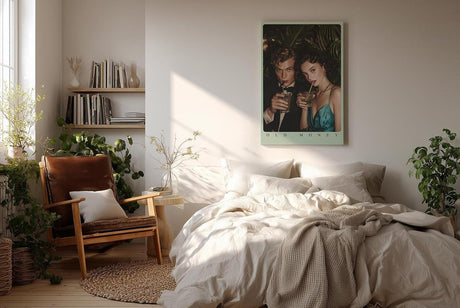 Paul Sinus Wandbild in 40x60cm Stilvolles Paar im Vintage-Look mit Cocktails vor tropischem Hintergrund